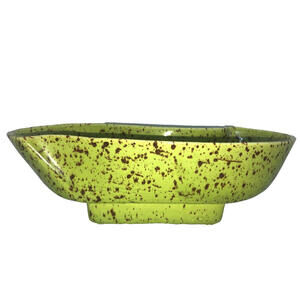 S-H Artist Signed MCM Footed Brown Speckled Pistachio Console Art Dish Planter